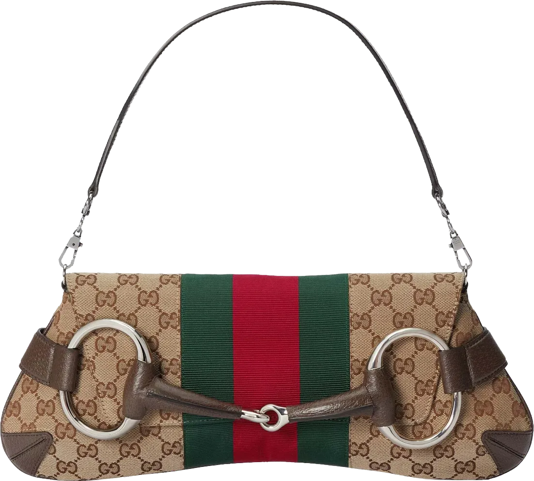 Gucci Horsebit Chain Medium Shoulder Bag Beige/Ebony